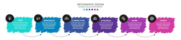 Steps business data visualization timeline process infographic template design with icons