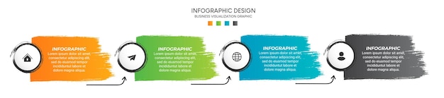 Шаги по временной шкале визуализации бизнес-данных обрабатывают дизайн инфографического шаблона с иконками