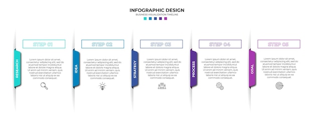 ステップビジネスデータの視覚化タイムラインプロセスインフォグラフィックテンプレートデザインアイコンで
