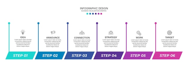 Steps business data visualization timeline process infographic template design with icons