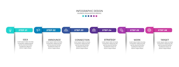 Steps business data visualization timeline process infographic template design with icons