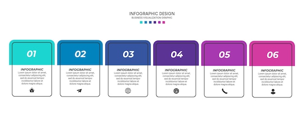 Passaggi per la progettazione del modello di infografica del processo di visualizzazione dei dati aziendali con le icone