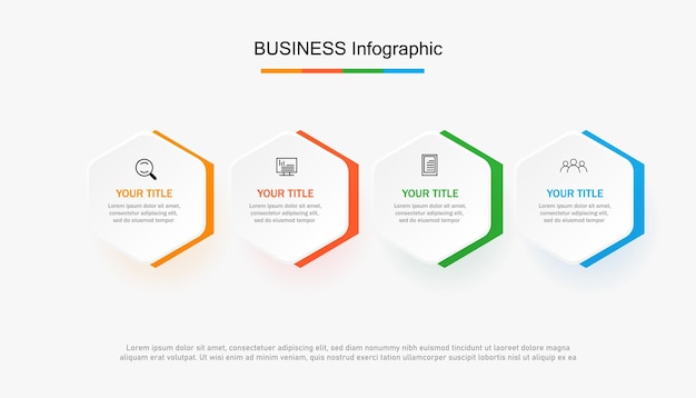 Vettore fasi di progettazione del modello infografico del processo di visualizzazione della sequenza temporale dei dati aziendali