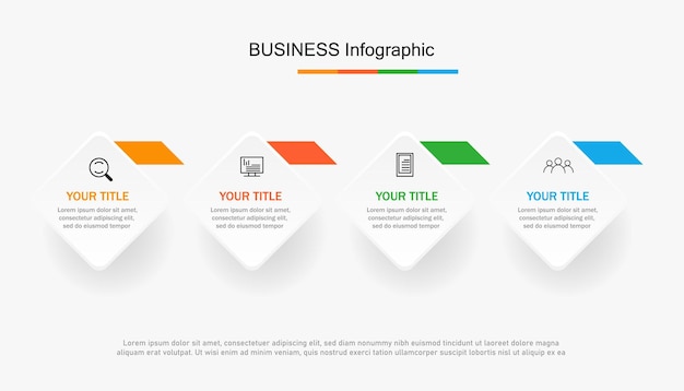 Vettore fasi di progettazione del modello infografico del processo di visualizzazione della sequenza temporale dei dati aziendali