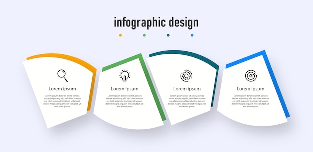 Vettore passaggi infografici aziendali con alcuni cerchi e alcune icone