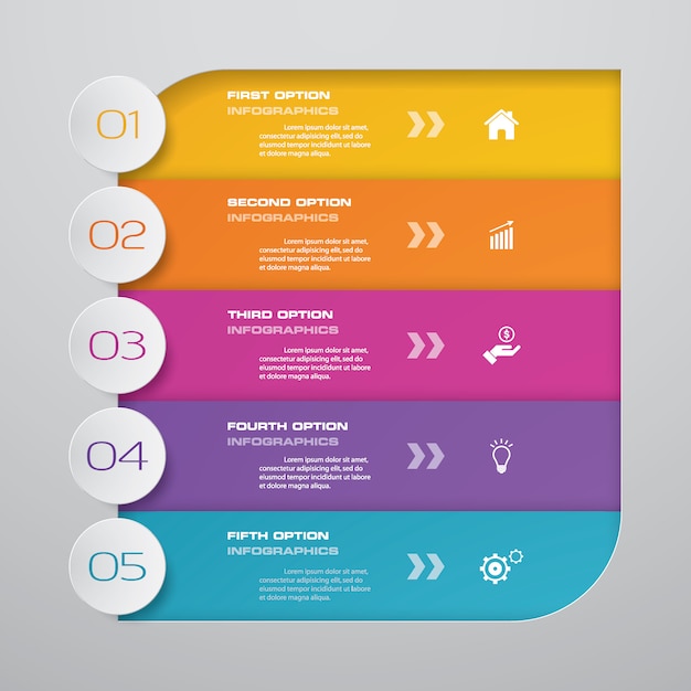 단계 Infographic 요소 차트입니다.