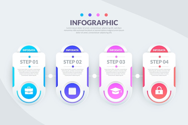 Vettore passi modello infografico