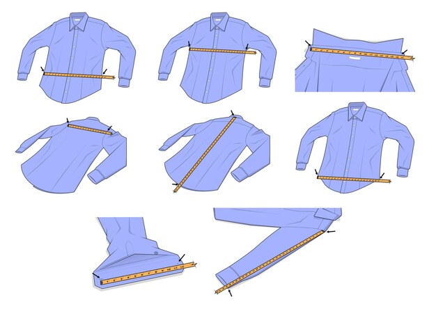 Vector steps of  measurement outfit shirt