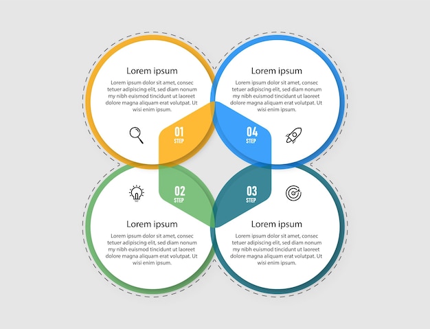 Steps modern circular connecting infographic  design elegant professional template with 4 step