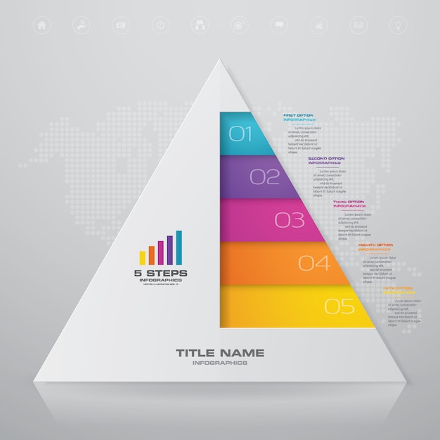 Steps pyramid with free space for text on each level.