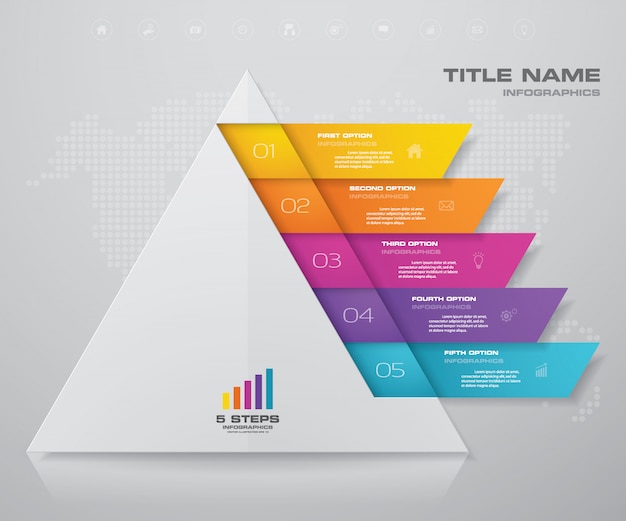 Vector steps pyramid with free space for text on each level.