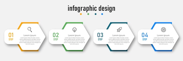 Modello di vettore di progettazione di infografica timeline di passaggi