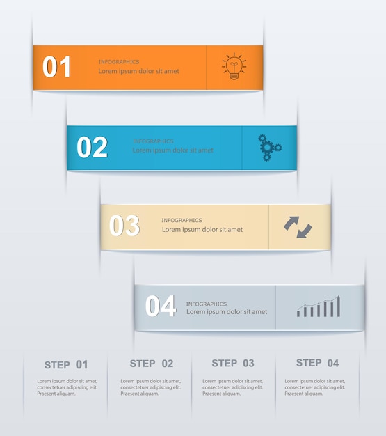 Stepwise numeric template infographic