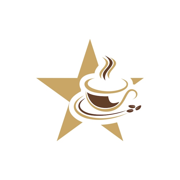 ster koffie logo ontwerp vector geïsoleerd op witte achtergrond