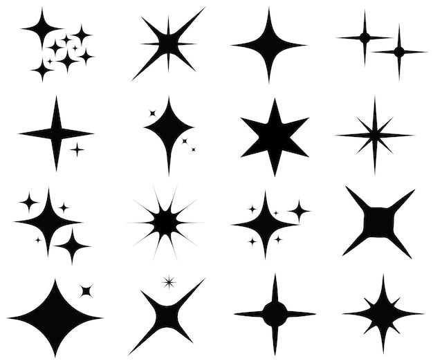 Vector ster pictogrammen fonkelende sterren sparkles stralend barsten kerst vector symbolen geïsoleerd