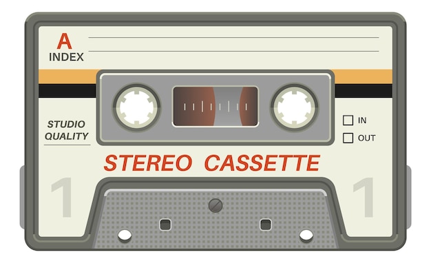 Vettore modello di cassetta di registrazione audio stereo nastro audio