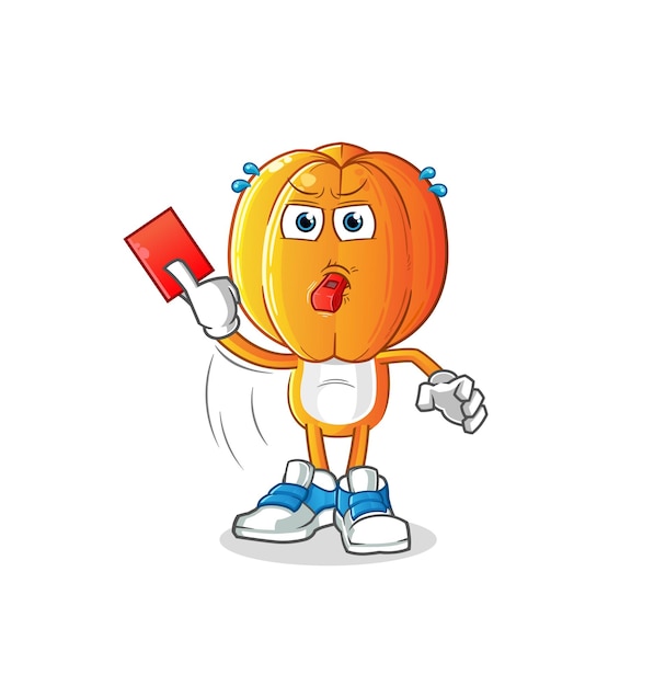 Sterfruit hoofd cartoon scheidsrechter met rode kaart illustratie karakter vector