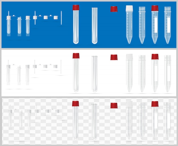 Vector steriele containers voor analyse. open en gesloten containers.