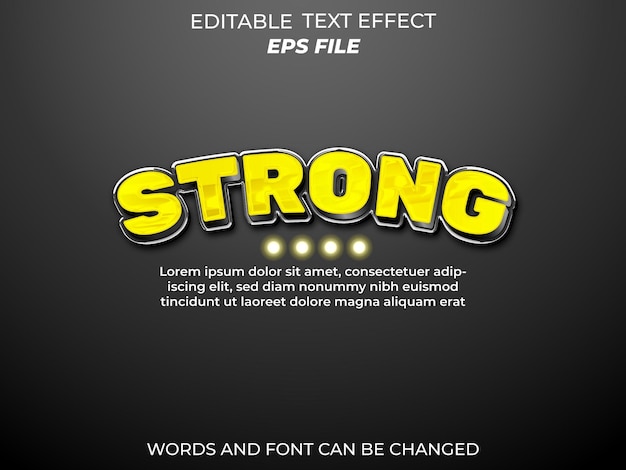 sterk 3D-teksteffect en bewerkbare tekst-effectvectorsjabloon