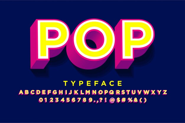 Sterk vetgedrukt 3D-pop-lettertype