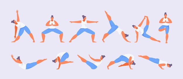 Sterke asana set vector