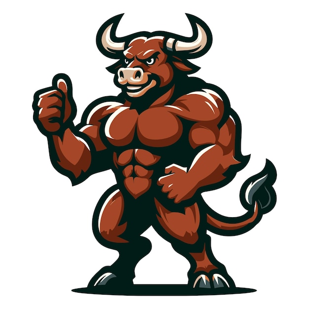 Sterke atletische lichaam spier stier mascotte ontwerp vector illustratie