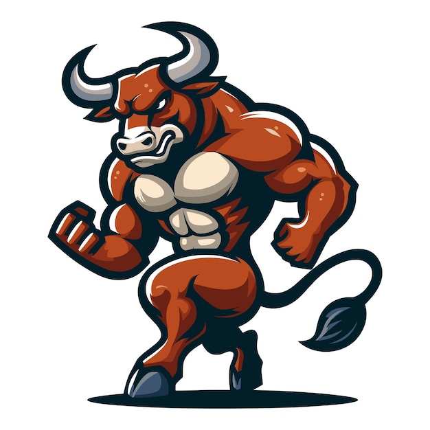 Sterke atletische lichaam spier stier mascotte ontwerp vector illustratie