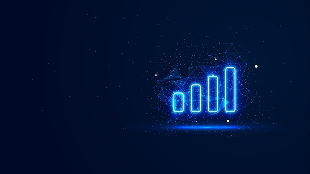 Sterke signaal illustratie in de blauwe neon licht stijl Futuristische gloeiende internet netwerk symbool
