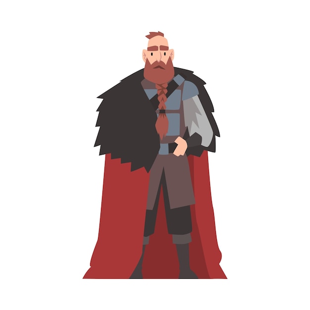 Vector sterke viking mannelijke scandinavische krijger personage in traditionele kleding vector illustratie