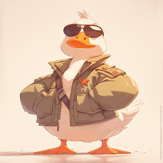 A stern goose soldier cartoon style