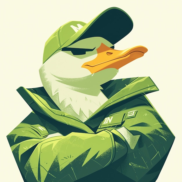 A stern goose soldier cartoon style