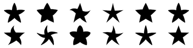 Sterpictogram set van zwarte sterpictogrammen vector afbeelding verschillende vormen van sterren