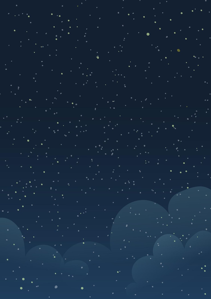 Vector sterren op donkerblauwe nacht en transparante wolken kinderen behang ontwerp briefkaart achtergrond donkerblauwe kosmos scène met cloudsat night vector ontwerp in aquarel stijl