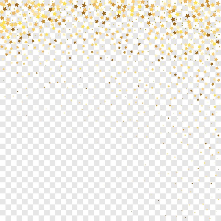 Sterren pailletten confetti op transparante achtergrond. Geïsoleerde platte verjaardagskaart. Gouden sterrenbanner. Kerstfeest Frame. Voucher Cadeaukaart Sjabloon. Vector goud schittert. Vallende deeltjes op de vloer.
