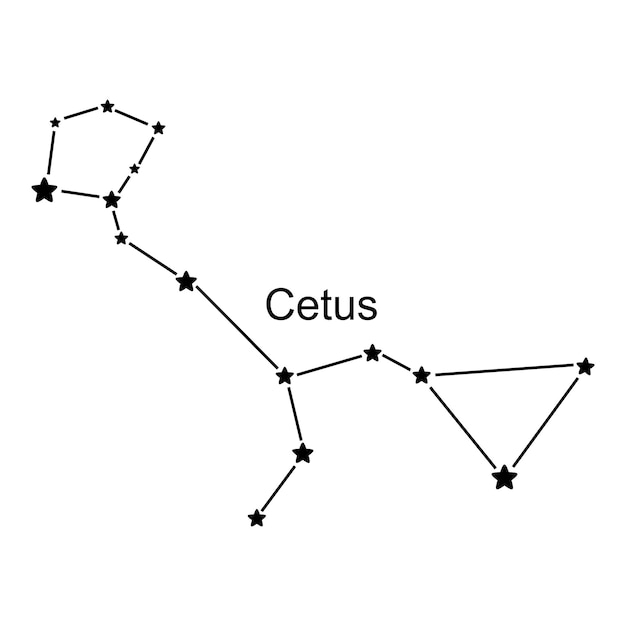 Sterrenbeeld cetus op witte achtergrond, vectorillustratie