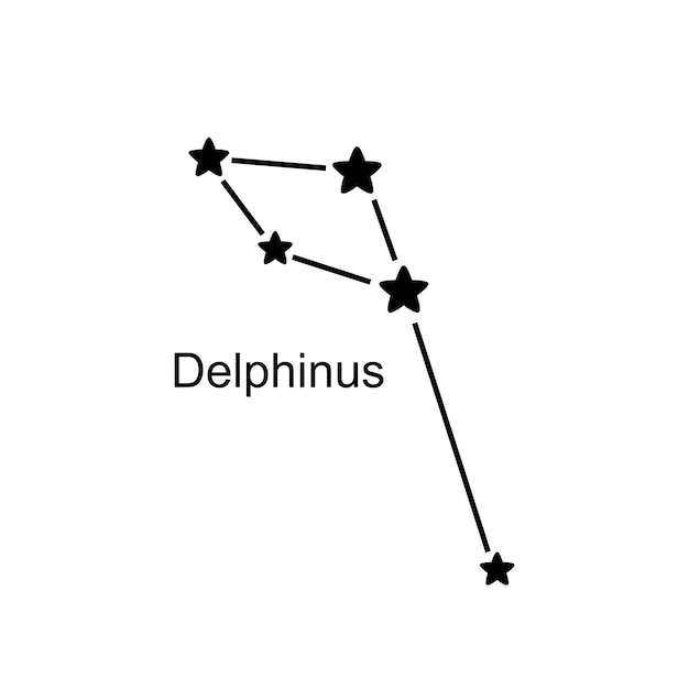 Sterrenbeeld Delphinus op witte achtergrond, vectorillustratie