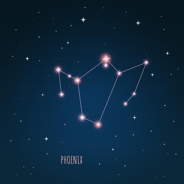 Sterrenbeeld Phoenix regeling in de sterrenhemel, Open ruimte, sterrenbeeld door een telescoop