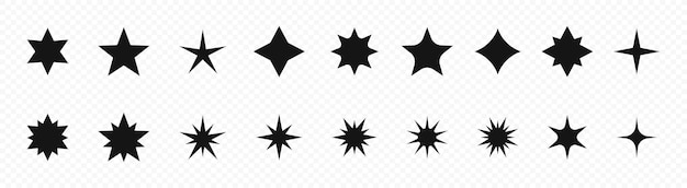 Stervormen sparcle-pictogrammen starburst-pictogrammen star icons collecti