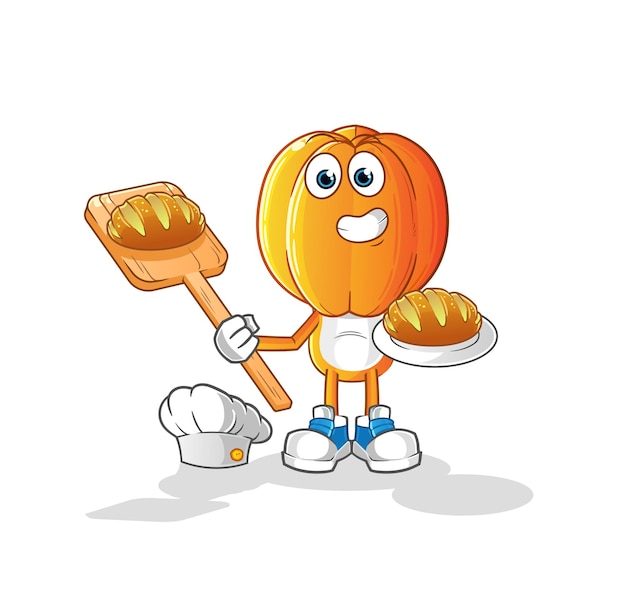 Stervrucht hoofd cartoon bakker met brood. cartoon mascotte vector