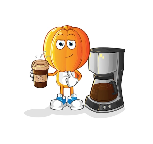 Stervrucht hoofd cartoon drinken koffie illustratie karakter vector