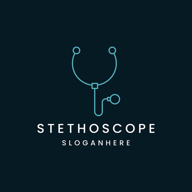 Stethocope style logo icon design template flat vector