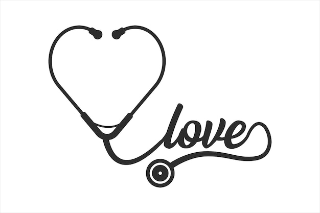 Vector stethoscoop hart vector medische hulpmiddelen vector stethoscoop typografie doctor nurse health