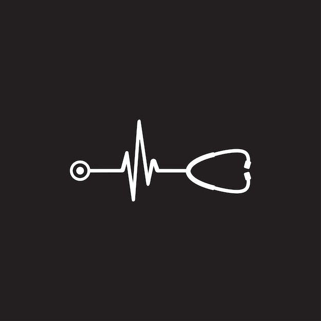 Stethoscoop hartslag cardiogram icoon omtrek stijl hartslag icoon op witte achtergrond