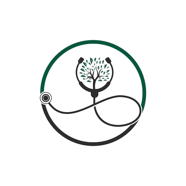 Stethoscoop met boom pictogram vector logo ontwerp
