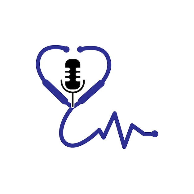 stethoscoop podcast logo sjabloon illustratie