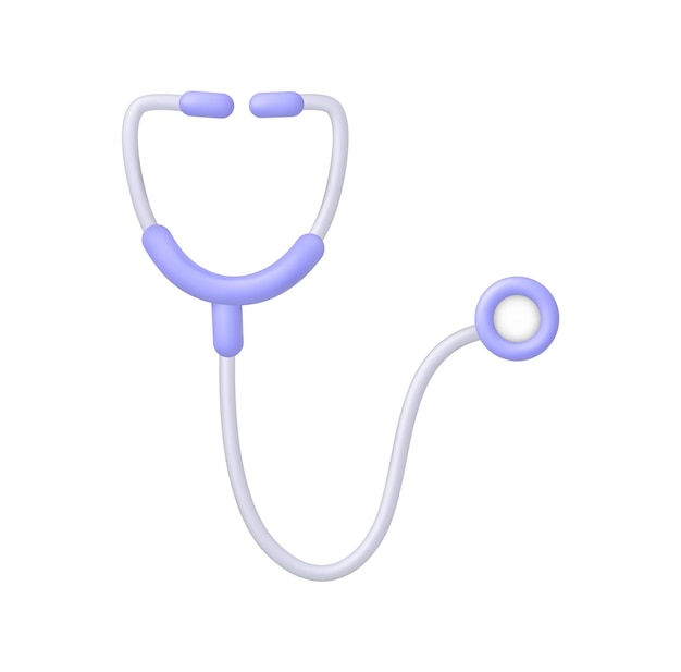 Vettore stetoscopio icona 3d strumento di diagnosi medica medico clinica simbolo illustrazione vettoriale