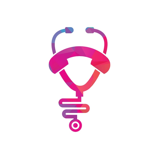 Stethoscope call logo design icon vector. Call doctor logo.