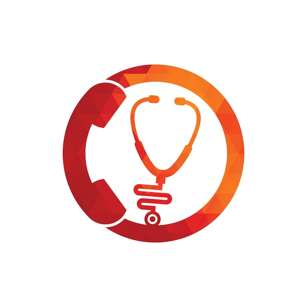 Stethoscope call logo design icon vector Call doctor logo