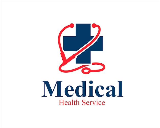 дизайн логотипа стетоскопа и кросс-медицинской службы для здоровья