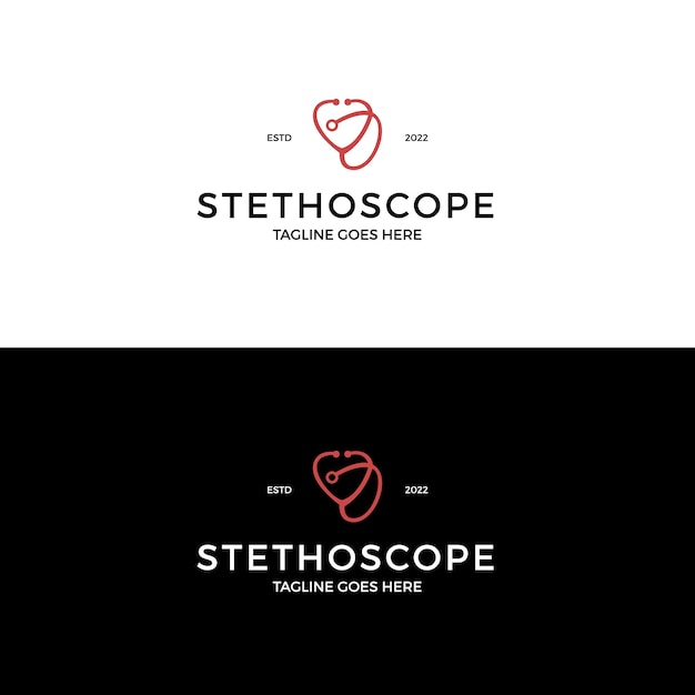 Врач-стетоскоп с символом сердца дизайн логотипа вдохновение